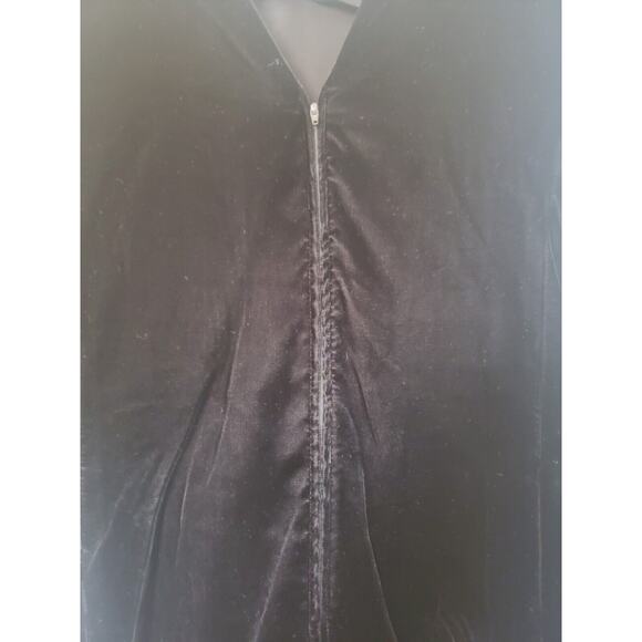 Vintage 80s Formal Black Velvet Drop Waist Tier Ruffled Skirt Midi Dress, Size 8 - Picture 11 of 13